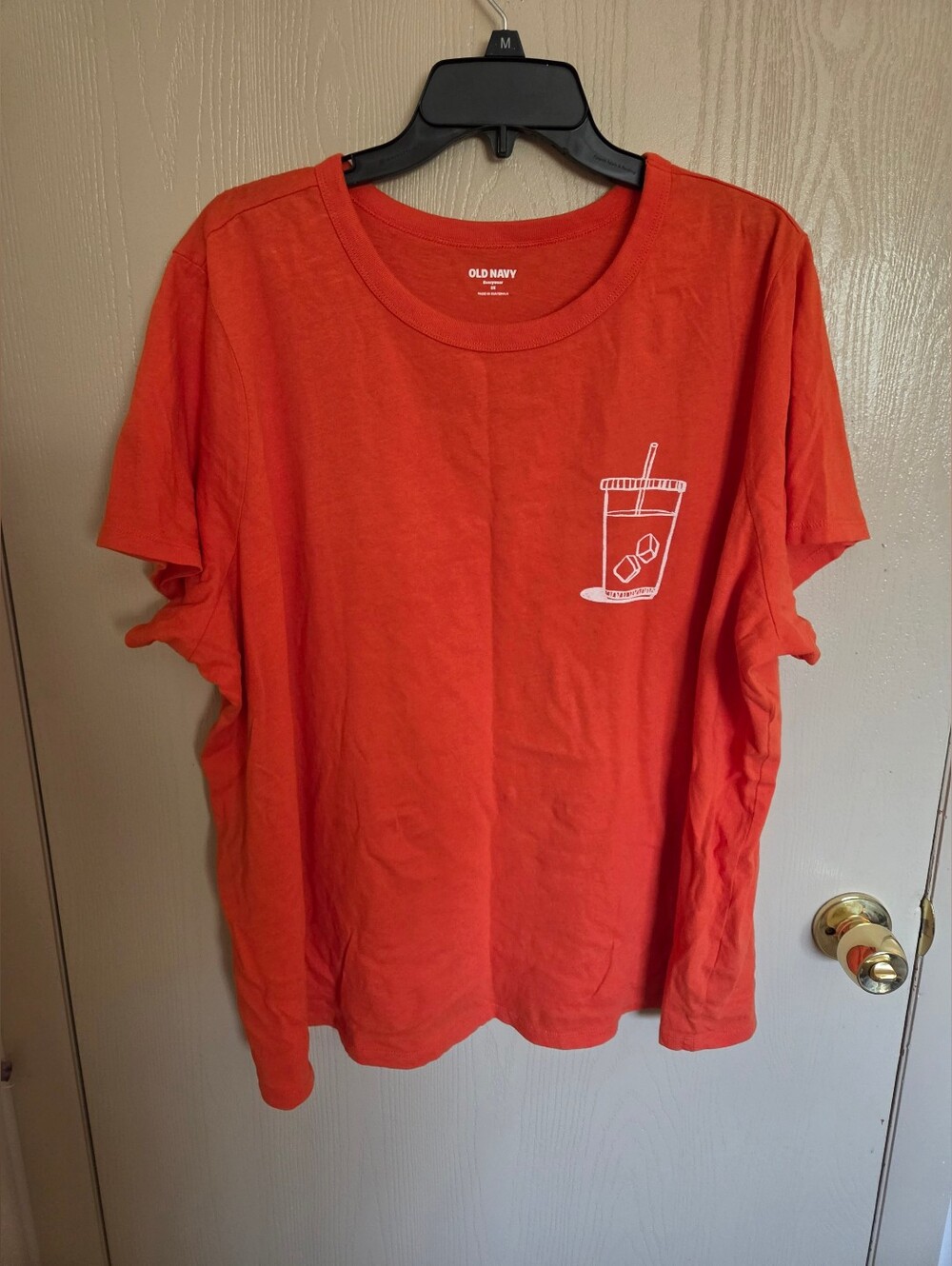 Old Navy Bright Orange Iced Coffee Girlie Graphic Tee Plus Size 3X NWT